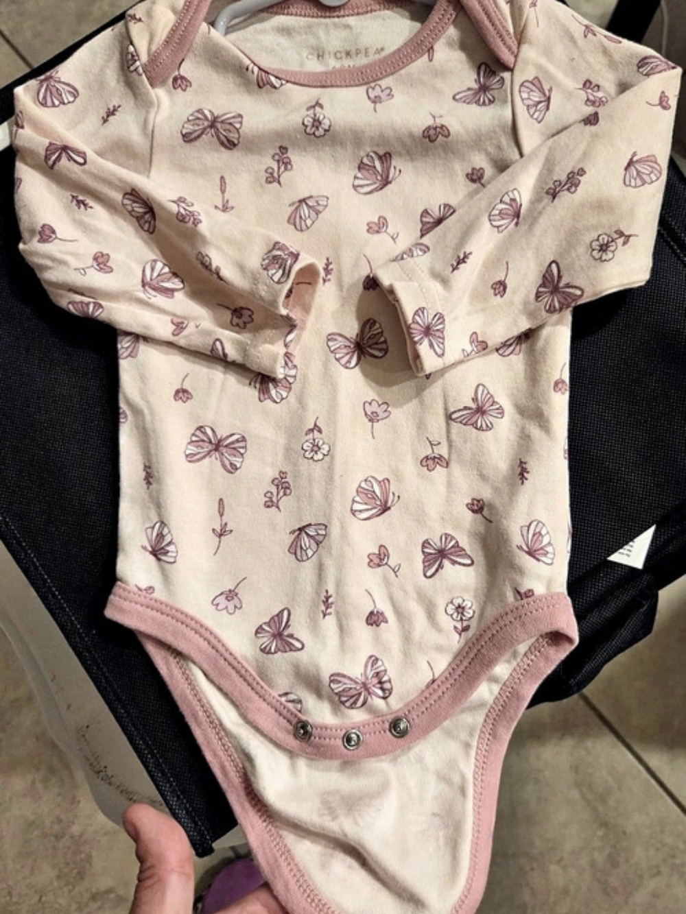 Chickpea Floral Baby Bodysuit Pink & White Baby 6-9M